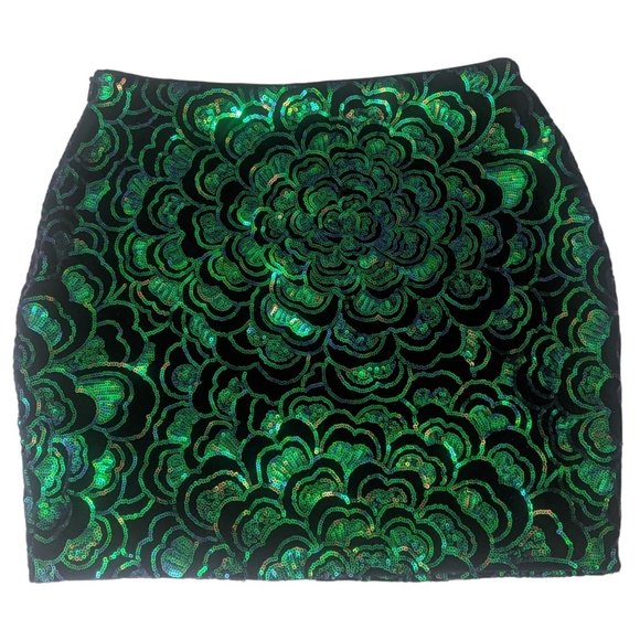 H&M Black Velvet Sequin Mermaid Mini Skirt Size Womens Small Side Zip New Other - Picture 1 of 5